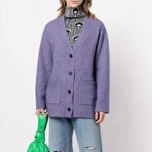 Apparis Seine Amethyst Purple Oversized Button Re-Knit Vegan Boyfriend Cardigan